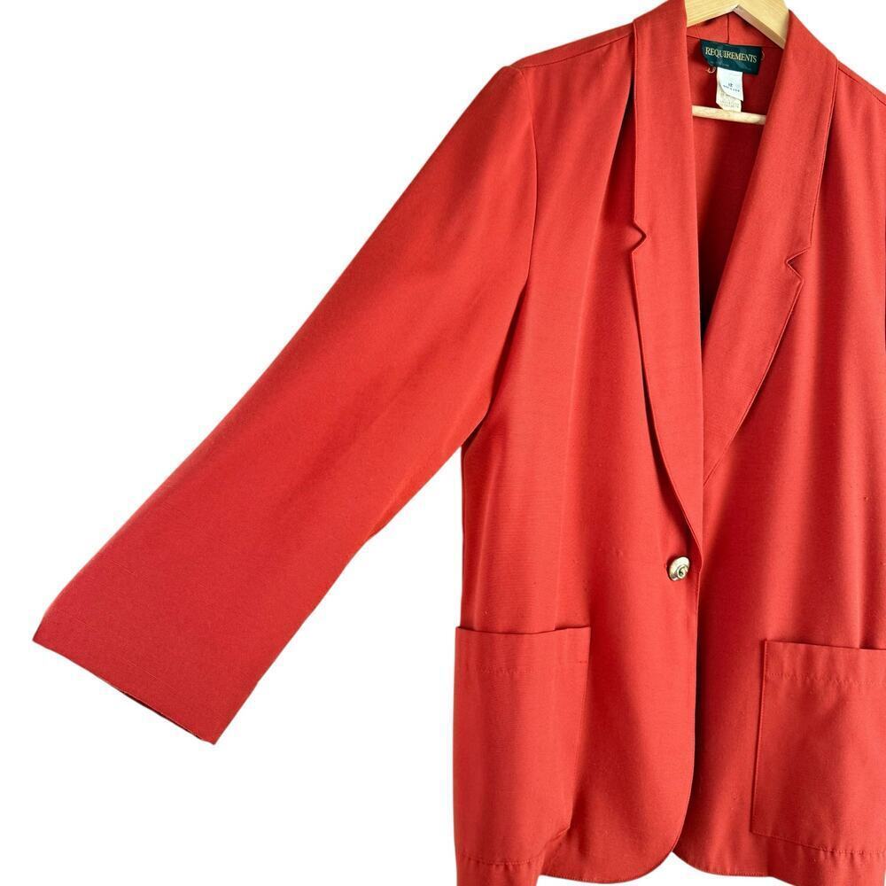 Vintage 80s Requirements Long Blazer Burnt Orange Ornate Gold Button Front Sz 12 - Picture 5 of 10